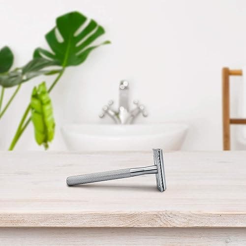 Bambaw Double Edge Safety Razor for Men & Women, Metal Razor with 5 Double Edge Safety Razor Blades, Eco-Friendly Razor – Silver thumbnail 2