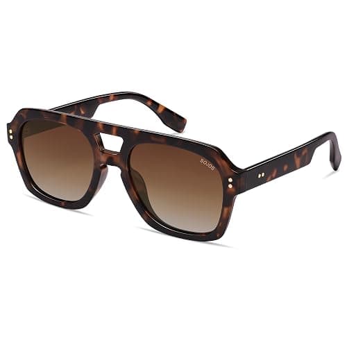SOJOS Retro Thick Polarized Aviator Sunglasses for Women Men, Large Trendy Bold Square Pilot Shades SJ2385 thumbnail 2