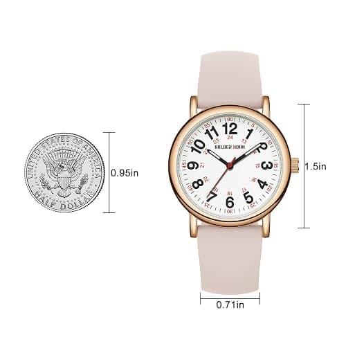 GOLDEN HOUR Waterproof Nurse Watch for Medical Professionals, Students Women Men - Military Time Luminouse Easy Read Dial, 24 Hour with Second Hand, Colorful Silicone Band thumbnail 5