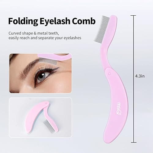 Eyelash Comb MSQ Eyelash Separator Tool Eyelash Comb Separator Folding Eyelash Brush Separator Lash Comb for Eyelash Makeup Brush (Pink) thumbnail 5