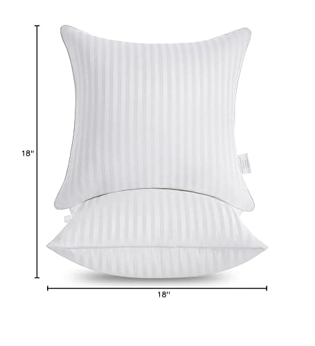 Oubonun 18 x 18 Throw Pillow Inserts, Firm and Fluffy Decorative Square Pillows for Couch Bed Sofa with Soft Cotton Cover White Cushion with Down Alternative Pack of 2 thumbnail 3