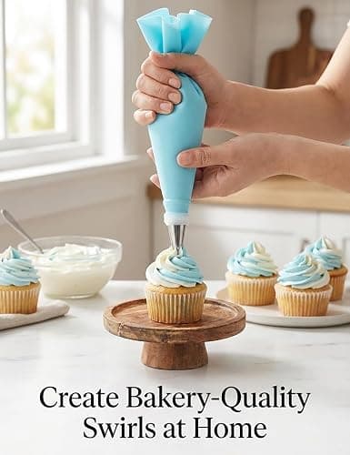 Reusable Piping Bags and Tips Set, 21-Piece Cake and Cupcake Decorating Kit | Reusable piping bags pair with 12 icing tips, couplers and scrapers for precise frosting and easy cake or cupcake decorating. thumbnail 4