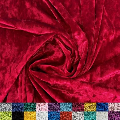 Ice Fabrics Stretch Crushed Velvet Fabric by The Yard - 60/62" Wide Soft Velvety Fabric for Sewing Apparel, Upholstery, Curtains & Decor - 250 GSM - 20% Vertical Stretch - Red - 2 Yards - Image 1