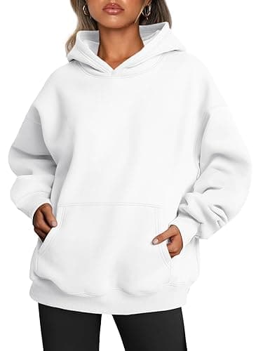 Trendy Queen Womens Oversized Hoodies Fleece Sweatshirts Fall Fashion 2025 Pullover Sweaters Winter Clothes - White - Small