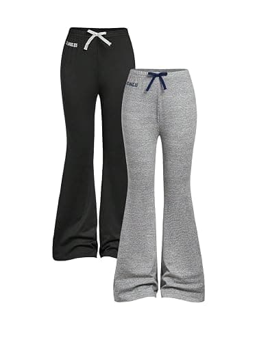 RoseSeek 2 Pack Girl's Letter Graphic Flare Leggings Bowknot Elastic Waist Bell Bottom Pants Soft Yoga Pants - Image 1