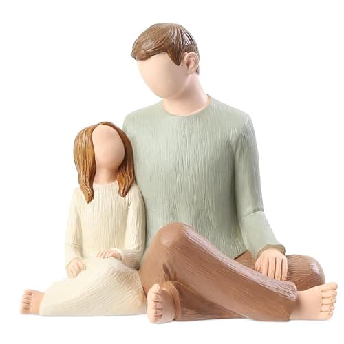 Hensonever Father and Daughter Figurines, Dad Daughter Statues, Sculpted Hand-Painted Figures Gifts for Father’s Day Anniversary Birthday - Image 1