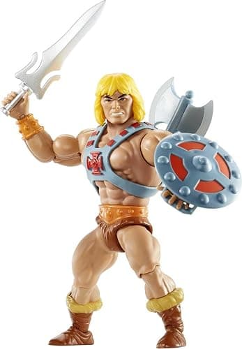 ​Masters of the Universe Origins Action Figure He-Man 5.5 Inch 1980s Motu TV Hero Toy, Detailed Design with Harness, Sword, Axe & Shield thumbnail 3