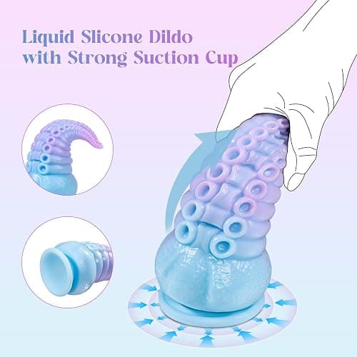 Monster Dildo Adult Sex Toys: Luminous Thick Tentacle Dildo with Suction Cup, 8.7" Big Dragon Dildos Liquid Silicone Anal Toys Prostate Massager for G Spot & P Spot thumbnail 4