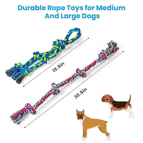 Feeko Heavy Duty Dog Rope Toys for Large Breed Aggressive Chewers, 2 Pack Indestructible Teeth Cleaning Tug of War Toy thumbnail 6