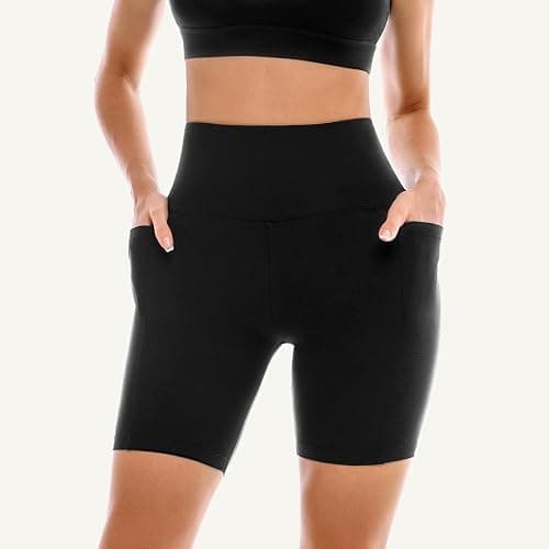 Leafigure 2 Pack Womens Biker Shorts with Pockets, High Waisted Yoga Shorts for Women Running Gym and Workout thumbnail 2
