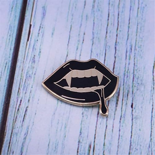 Vampire Fangs Black Lips Enamel Brooch Pin Backpack Hat Bag Collar Lapel Pins Badges Women Men's Gothic Hip-hop Jewelry Halloween Accessories thumbnail 4
