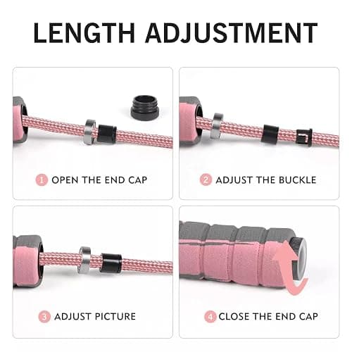 FITMYFAVO Jump Rope Cotton Adjustable Skipping Weighted jumprope for Women，Adult and Children Athletic Fitness Exercise Jumping Rope (Pink) thumbnail 6