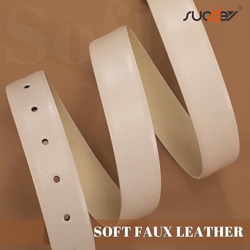 SUOSDEY Women Leather Belt for Jeans Pants, Fashion DIress Waist Belt with Gold Buckle thumbnail 6