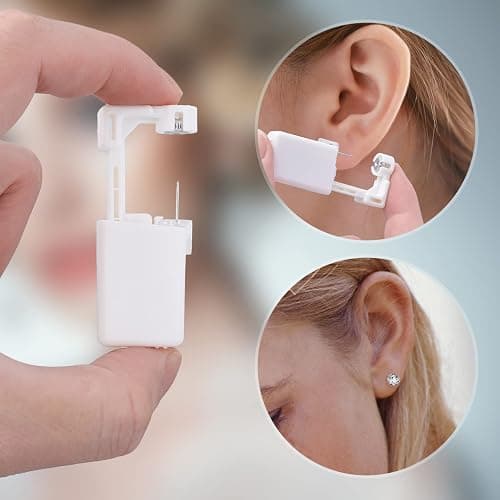 Ear Piercing Kit, Anzero 2 Pcs Disposable Ear Piercing Gun with Preloaded Ear Stud, at Home Self Ear Piercing Gun Kit - 5MM Earrings Stud thumbnail 7
