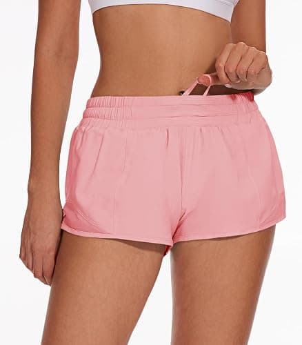 AugIris Athletic Running Shorts for Women with Zipper Pocket,Soft Lightweight Gym Workout Shorts with Mesh Liner Quick Dry thumbnail 3