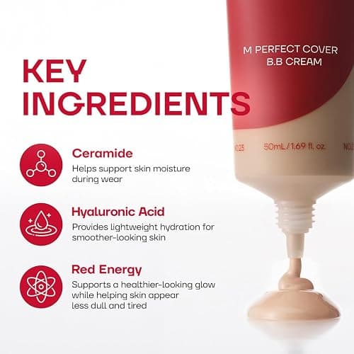 MISSHA M Perfect Cover BB Cream No.13 Bright Beige SPF 42 PA+++ 1.69 oz | Fair skin with cool undertones; tinted moisturizer for face, buildable coverage, smooth natural finish, daily wear thumbnail 5