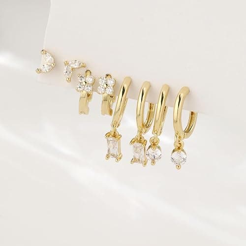 VIROMY Silver Stud Earrings for Women, Sterling Silver earrings Set Small Hoop Earrings Stack Dangle Earrings Minimalist Drop Stud earrings Hypoallergenic Everyday Earrings Women Trendy thumbnail 5