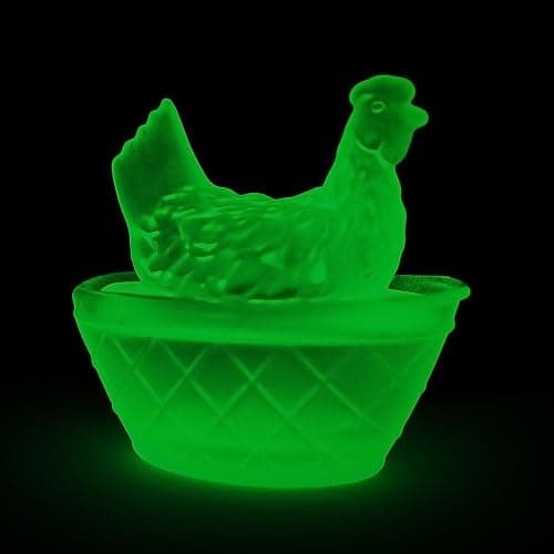 ocpcrn Mini Glass Crystal Hens On Nests,Handmade Glass Figurines Vintage Collectible Removable Lid Home Decorations Ornaments for Easter Christmas Office Tabletop Decor (Luminous) - Image 1