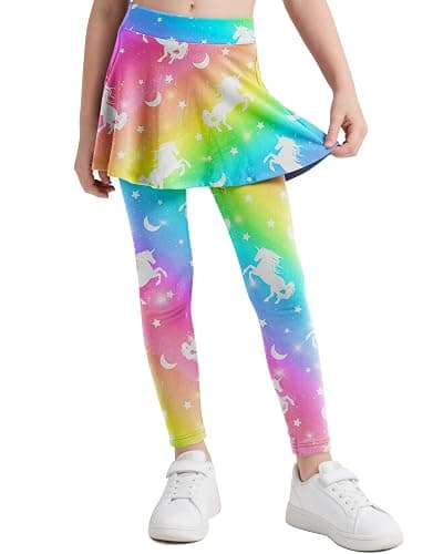 Girls Leggings with Skirt Kids Footless Tights Cute Mermaid Unicorn Leggings for Toddler Girls Kids Ruffle Tights 4-7 Years - Image 1