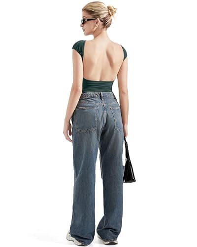 SUUKSESS Women Backless Sexy Going Out Tops Double Lined Open Back Y2k Basic Tee Shirts thumbnail 4
