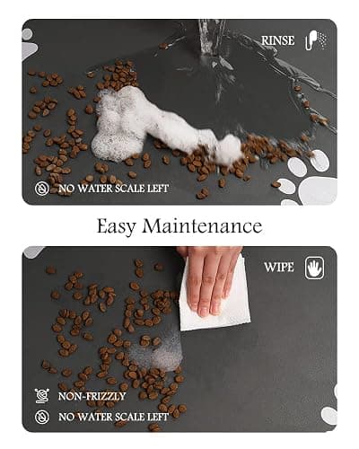 Pet Feeding Mat-Absorbent Dog Mat for Food and Water Bowl-No Stains Quick Dry Dispenser Mat-Dog Accessories Pet Supplies-Bowl for Messy Drinkers（Darkgrey,16"x24" thumbnail 4