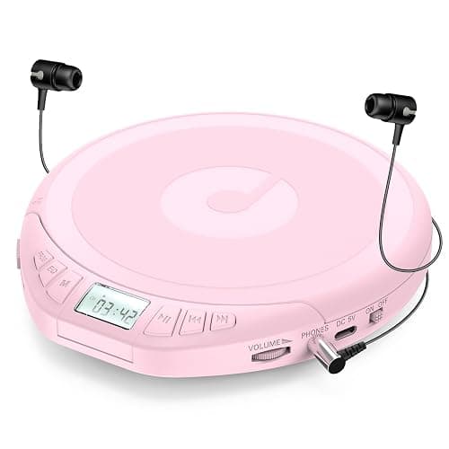 Gueray CD Player Portable CD Dsicman: with Earphones for Car with Anti-Skip Shockproof with LCD Display Support PROG Memory Repeat Function - Image 1