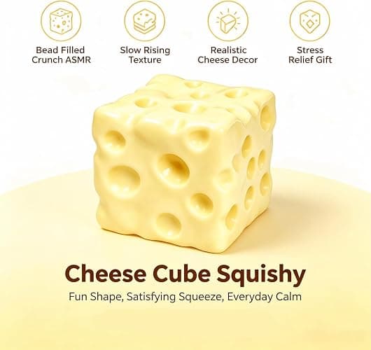 Crunchy Cheese Squishy Asmr Bead Filled, Slow Rising Squeeze | Squeeze Stress Cheese Squishies Slow Rising Squeeze Portable Rebound Calming Anxiety Relief Tool for Adults thumbnail 6