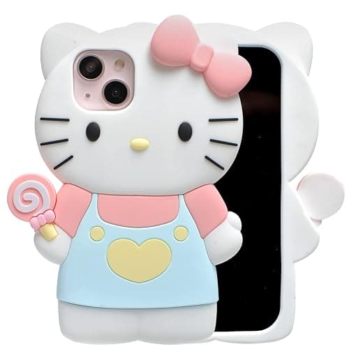 MONEHOYSY Cartoon Case for iPhone 15 Plus 6.7", Fashion Cute 3D Cute Kitty Kawaii Soft Silicone Animal Protective Gel Shockproof Gel Back Cover for Kids Women Girls Boys (Hot Pink) - Image 1