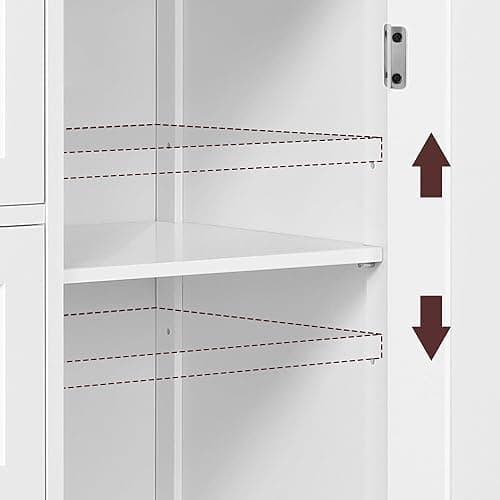Yaheetech Wooden Floor Cabinet, Side Storage Organizer with 4 Drawers and 1 Cupboard, Freestanding Entryway Storage Unit Console Table, Bathroom Furniture Home Decor, White thumbnail 8