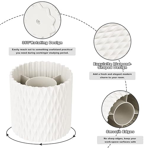 HSSPANFN Makeup Brush Holder Organizer - 360° Rotating, 5-Slot Brush Cup for Cosmetics, Lipsticks, Pens | Vanity & Desk Organizer (White) thumbnail 4
