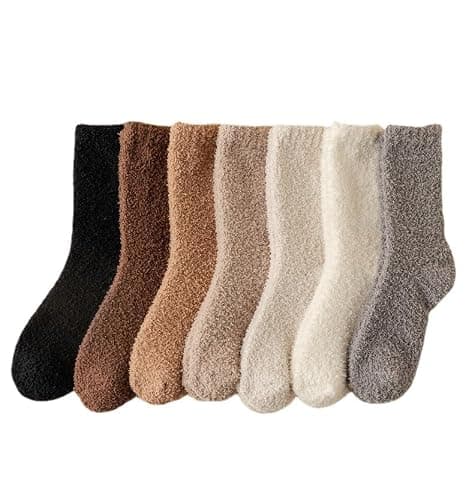 7 Pair Fuzzy Socks for Women Aesthetic Fluffy Warm Slipper Socks Preppy Thick Cute Long Socsk Winter Christmas Socks thumbnail 4