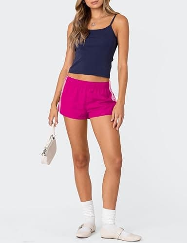Plameil Shorts for Women Sweat Track Athletic Shorts Summer Low Rise Mini Side Stripes Gym Y2k Cute Girls Athleisure Clothing thumbnail 6