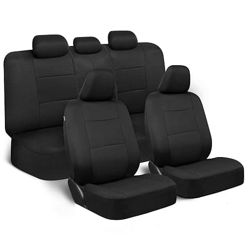 BDK PolyPro Car Seat Covers Full Set in Solid Black, Front and Rear Split Bench Seat Covers for Cars, Easy to Install Car Seats Cover Set and Accessories for Auto Trucks Van SUV - Solid Black - Image 1