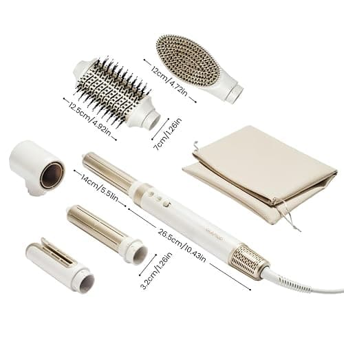 GLAMUP® 6 in 1 Hot Air Styler, Upgraded Long Barrel, Tight Grip, Powerful High Speed Dryer, Volumizer, Blow Dryer Brush, Curling Volumizing Hair Styler Gift Set with Travel Bag thumbnail 7