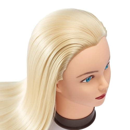 Headfix 26"-28" Long Hair Mannequin Head Synthetic Fiber Hair Hairdresser Practice Styling Training Head Cosmetology Manikin Doll Head with Clamp (6F1919W61320) thumbnail 3