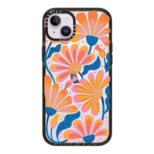 CASETiFY Impact iPhone 14 Plus Case [4X Military Grade Drop Tested / 8.2ft Drop Protection] - Lazy Daisy - Glossy Black - Image 1