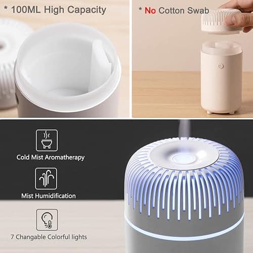 Car Diffuser Humidifier USB Aromatherapy Essential Oil Air Freshener USB Cool Mist Mini Portable Diffuser for Car Home Office Bedroom (Black) thumbnail 6