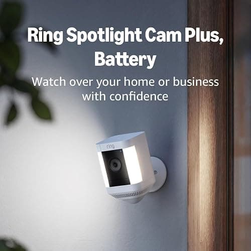 Ring Spotlight Cam Plus, Battery (newest model), Home or business security with HD video, Two-Way Talk, Color Night Vision, and Security Siren, White thumbnail 6