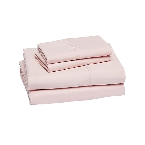 Amazon Basics Lightweight, Breathable Microfiber 4-Piece Bed Sheet Set with 14-Inch Deep Pockets, Full, Blush Pink, Solid thumbnail 2