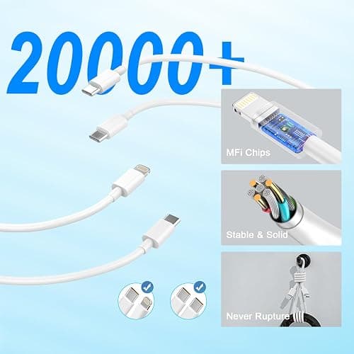 iPhone Car Charger Fast Charging, [Apple MFi Certified] 60W Dual USB-C Power Cigarette Lighter Car Charger+Type-C Cable&Lightning Cable for iPhone 16 15 14 13 12 Pro Plus XS XR iPad, Samsung, Carplay thumbnail 5