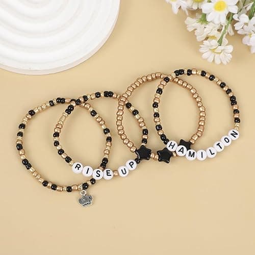 Byqone 4Pcs Broadway Musical Bracelet Merch for Hamilton Lover Gifts, Rise Up Bracelet Gifts for Girl Woman Men thumbnail 2