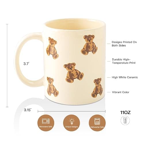Cute Teddy Bear Coffee Mug- Cartoon Bear Cups-Adorable Gifts for Kids and Women-Ceramic Mug for Home, Office-Perfect for Animal Lovers, Teachers, Parents-11OZ thumbnail 3