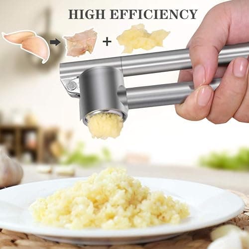 Mempedont Garlic Press Mincer - 304 Stainless Steel Garlic Crusher & Peeler Set, Detachable, Heavy-duty, Rust Proof Garlic Mincer Design for Extracts More Garlic Paste Per Clove thumbnail 4