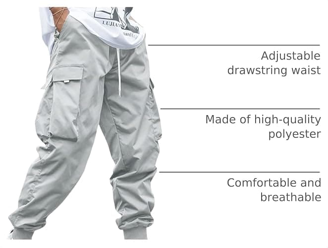 Men Techwear Cargo Joggers Flap Pocket Elastic Drawstring Waist Pants thumbnail 4