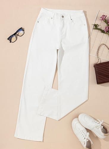 Sidefeel Women's Wide Leg Jeans Casual High Waisted Straight Zimbaplatinum Denim Pants with Pockets thumbnail 8
