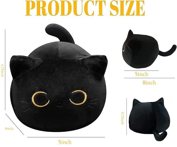 CHNBF Soft Black Cat Plush Toy Pillow - Stuffed Animal for Kids, Boys & Girls Gifts thumbnail 3