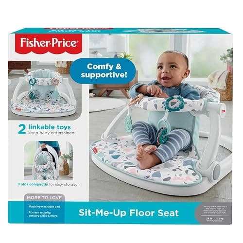 Fisher-Price Portable Baby Chair Sit-Me-Up Floor Seat With Developmental Toys & Machine Washable Seat Pad, Pacific Pebble thumbnail 6