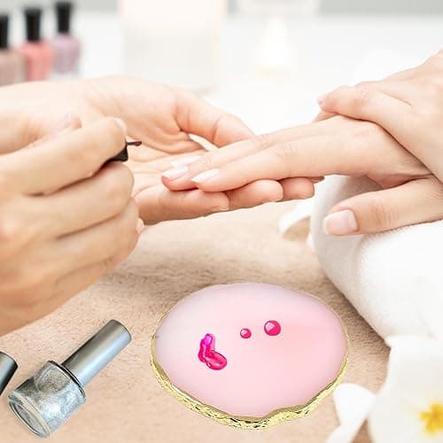 2Pcs Resin Nail Art Palette,Nail Polish Palette,Gold Edge Nails Holder Display Board,Cosmetic Mixing Tools for Nails Art(White,Pink) thumbnail 6