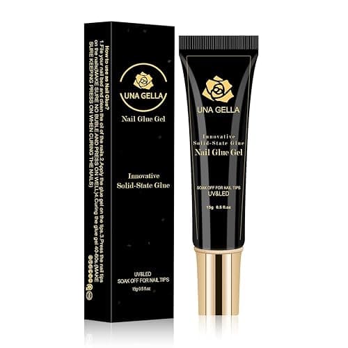 UNA GELLA Solid Nail Glue Gel 15ml Lamp Curing Needed Solid Soak Off U V/LED Lamp Required Super Strong Gel Glue for Fake Acrylic Nail Tips Press On Nails Art Extension thumbnail 8