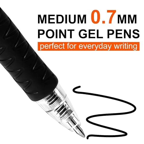 Gel Pens, 30 Pack Black Gel Pen Fine Point, Retractable Gel Ink Rollerball Pens for Smooth Writing (0.7mm) Back to School Supplies thumbnail 2